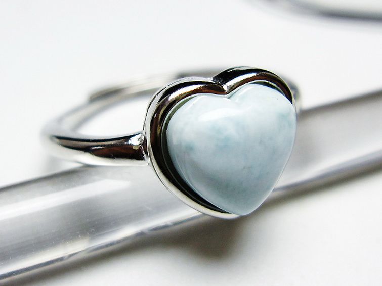 ラリマーハート 指輪 (16号)[T113-13173] 3枚目