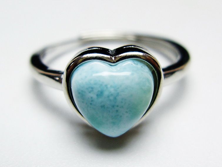 ラリマーハート 指輪 (16号)[T113-13265] 1枚目