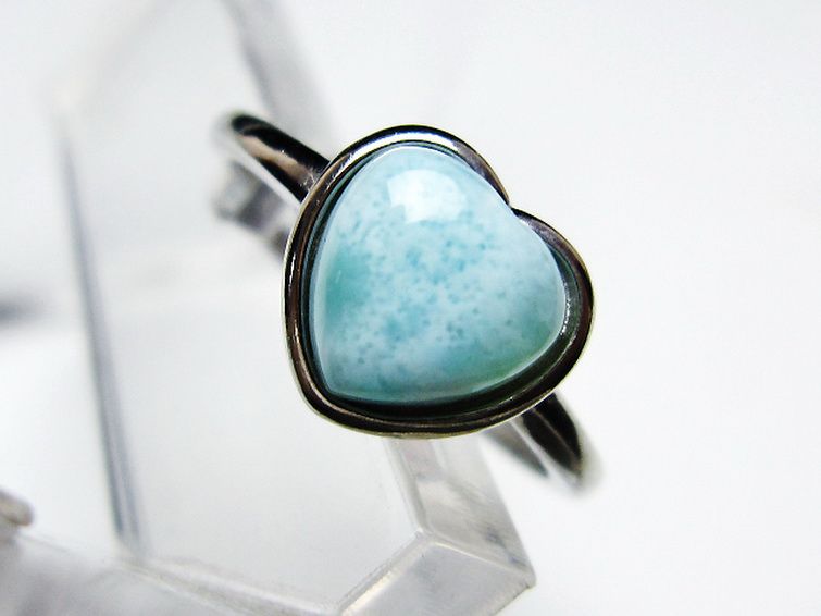 ラリマーハート 指輪 (16号)[T113-13265] 2枚目