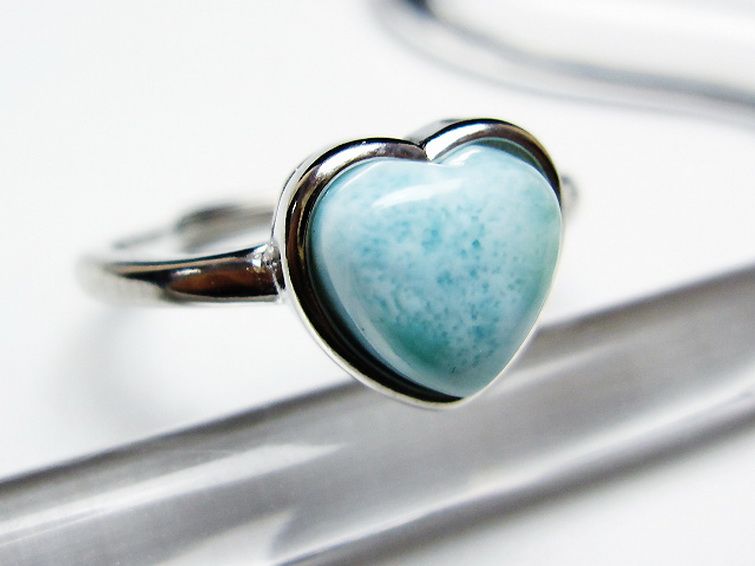 ラリマーハート 指輪 (16号)[T113-13265] 3枚目