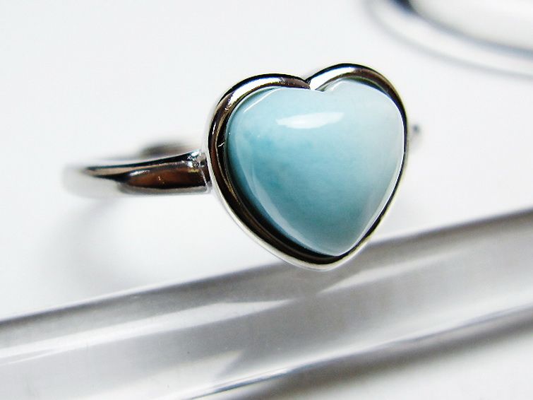 ラリマーハート 指輪 (17号) [t113-13269] 3枚目