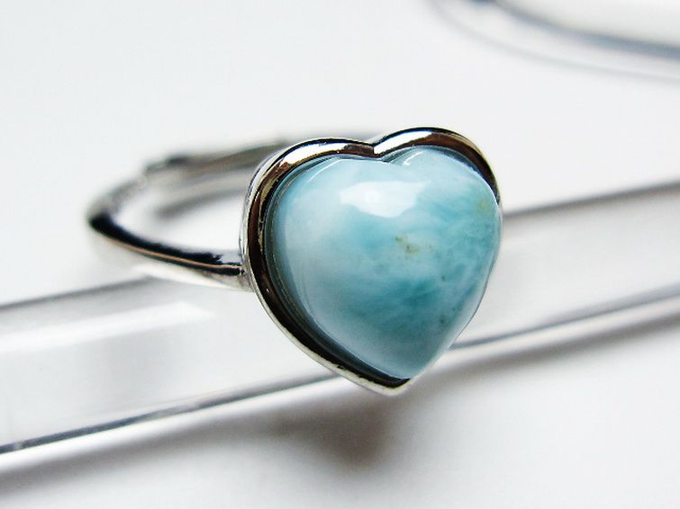 ラリマーハート 指輪 (11号)[T113-13295] 3枚目