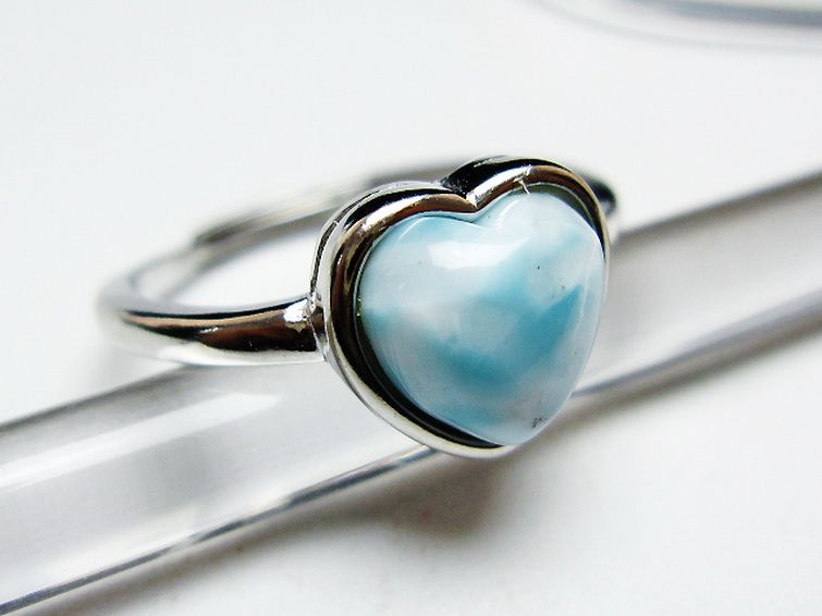 ラリマーハート 指輪 (16号) [t113-13310] 3枚目