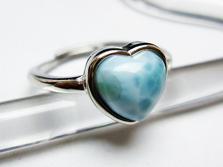 ラリマーハート 指輪 (16号) [t113-13313] 3枚目