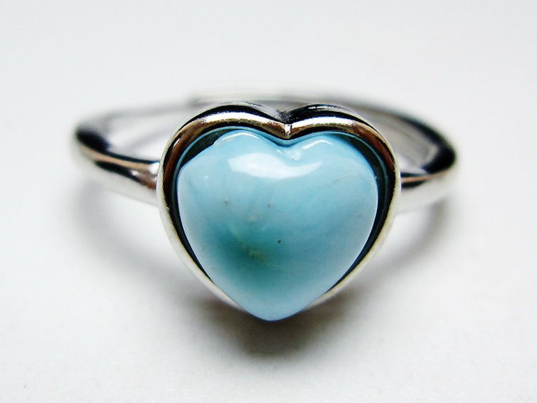 ラリマーハート 指輪 (16号) [t113-13344] 1枚目