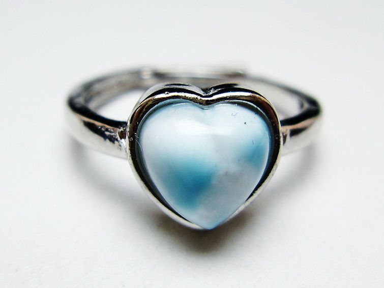 ラリマーハート 指輪 (14号) [t113-13351] 1枚目