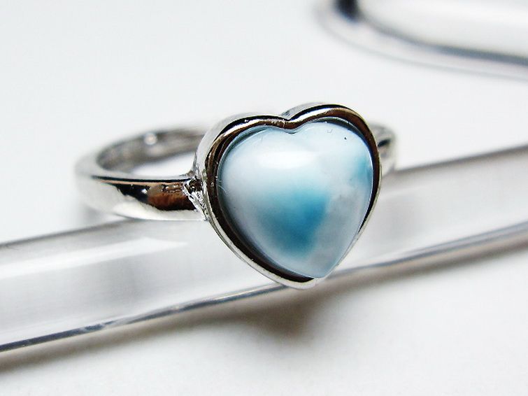 ラリマーハート 指輪 (14号) [t113-13351] 3枚目