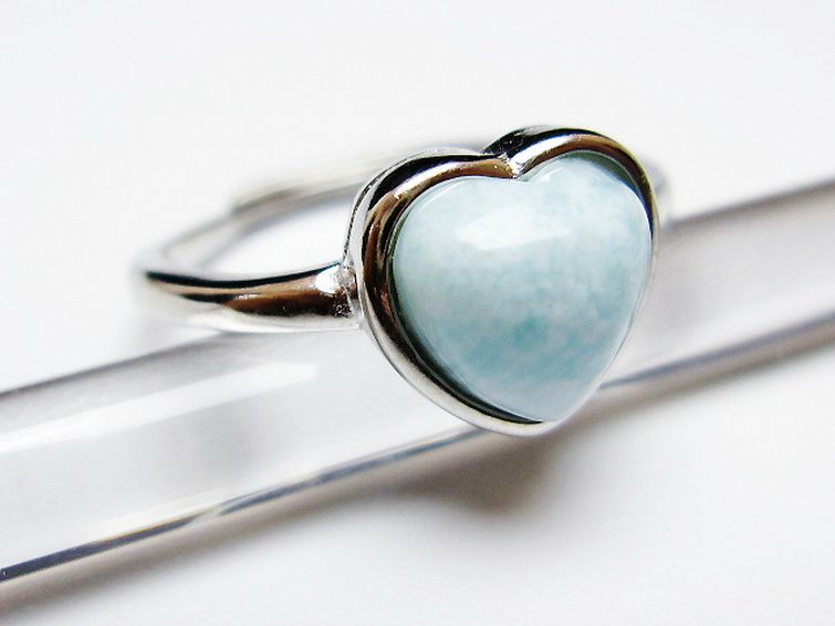 ラリマーハート 指輪 (17号) [t113-13393] 3枚目