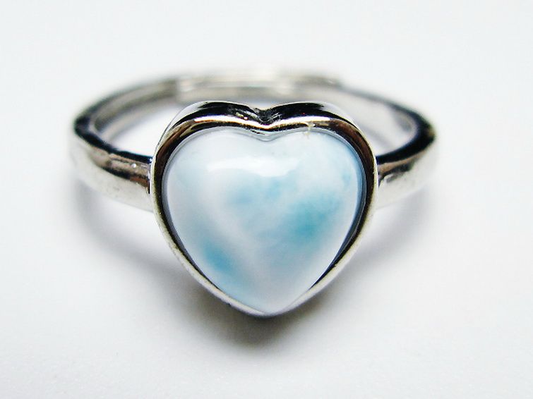 ラリマーハート 指輪 (13号) [t113-13470] 1枚目