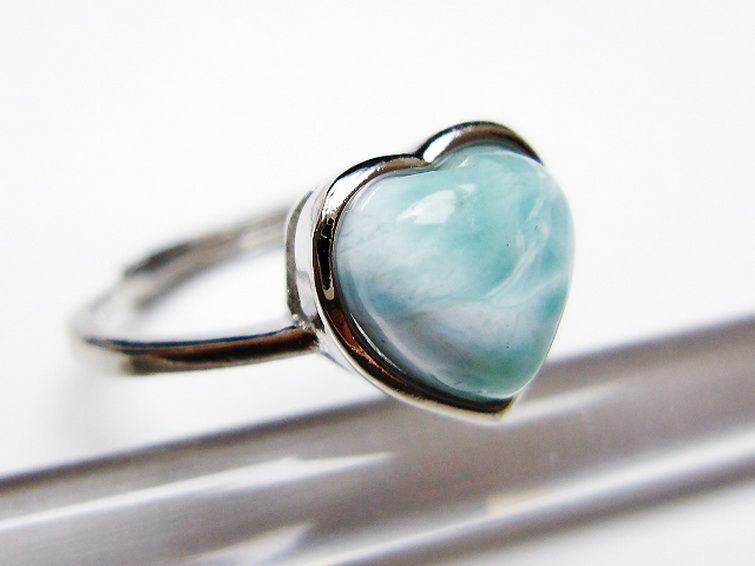 ラリマーハート 指輪 (13号) [t113-13474] 3枚目