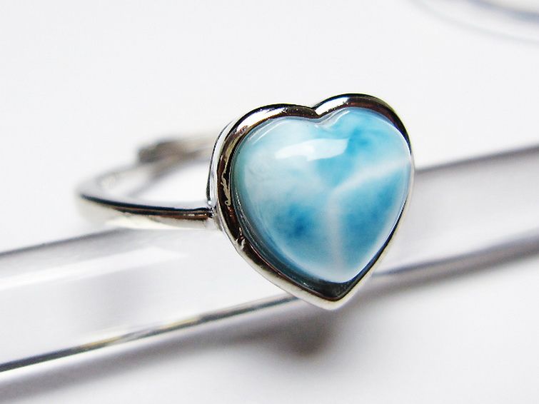 ラリマーハート 指輪 (12号) [t113-13594]