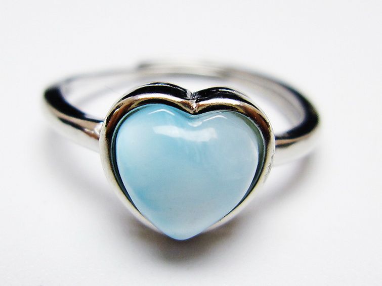 ラリマーハート 指輪 (17号) [t113-13620] 1枚目