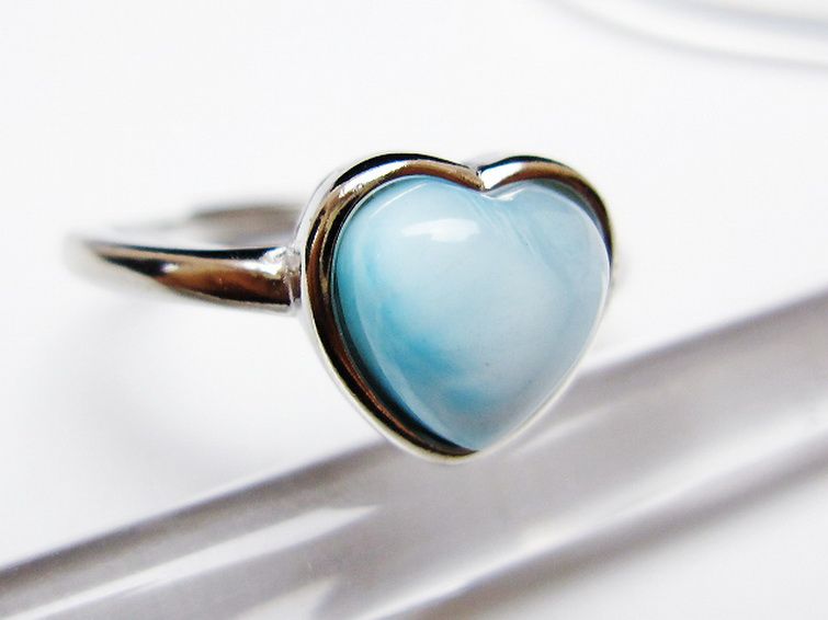 ラリマーハート 指輪 (17号) [t113-13620] 3枚目