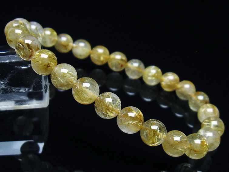 ゴールドタイチンルチル ブレスレット 7mm [t116-12096] 1枚目