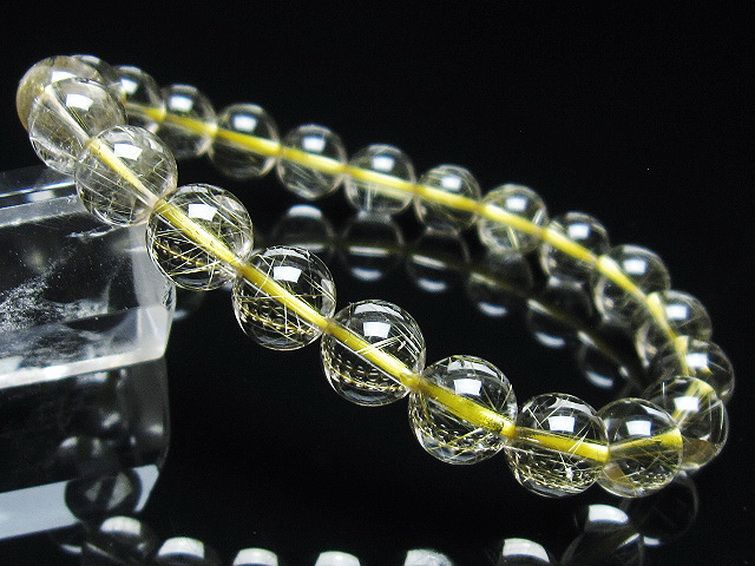 ゴールドタイチンルチル ブレスレット 8mm [t116-12141] 1枚目