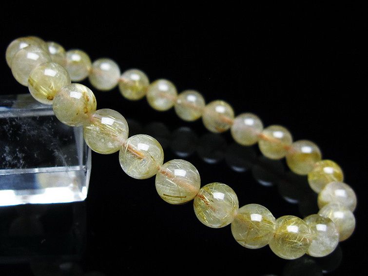 ゴールドタイチンルチル ブレスレット 7mm [t116-12189] 1枚目