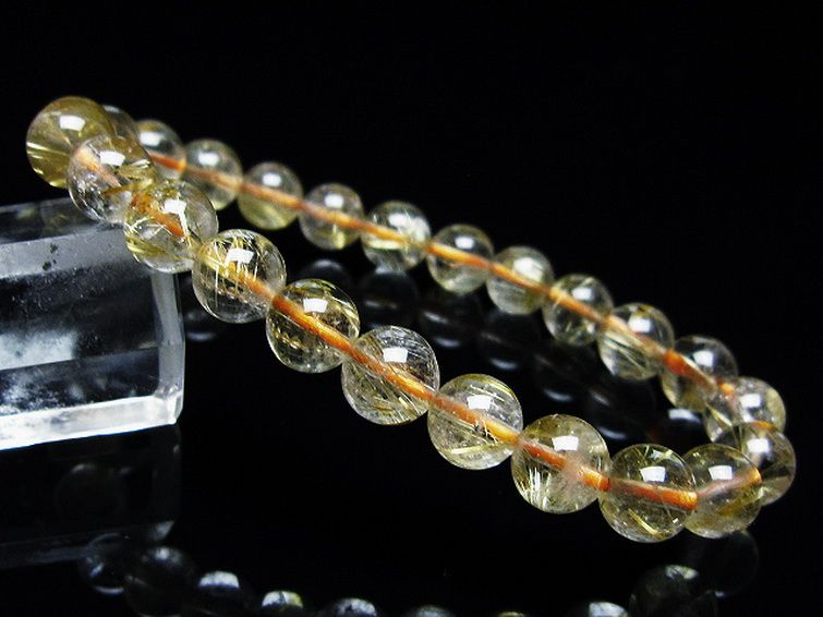 ゴールドタイチンルチル ブレスレット 8mm [t116-12227] 1枚目