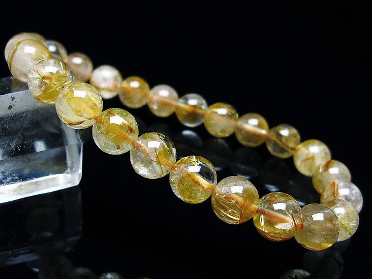 ゴールドタイチンルチル ブレスレット 7mm [t116-12237] 1枚目