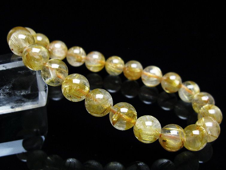 ゴールドタイチンルチル ブレスレット 8mm [t116-12282] 1枚目