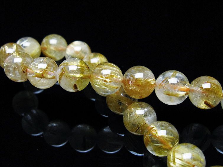 ゴールドタイチンルチル ブレスレット 8mm [t116-12282] 2枚目