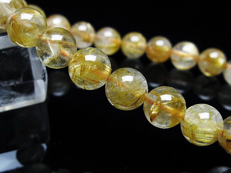 ゴールドタイチンルチル ブレスレット 8mm [t116-12282]