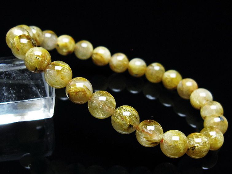 ゴールドタイチンルチル ブレスレット 7mm [t116-12299] 1枚目