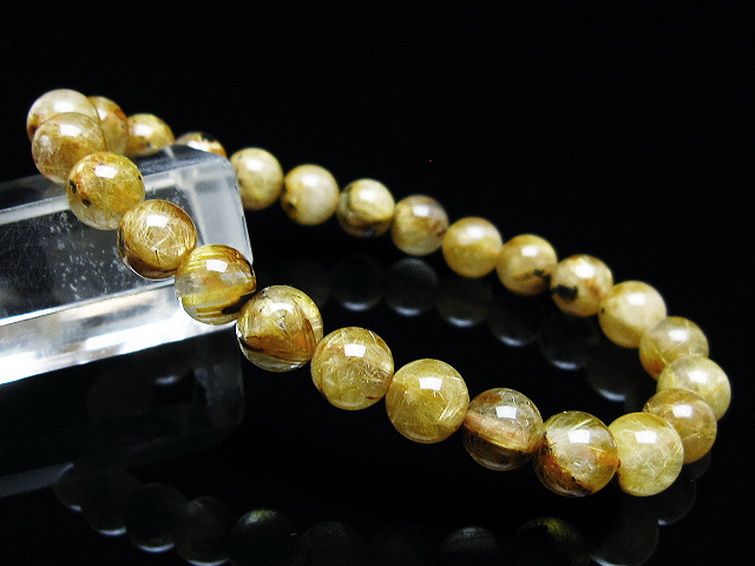 ゴールドタイチンルチル ブレスレット 7mm [T116-12390] 1枚目