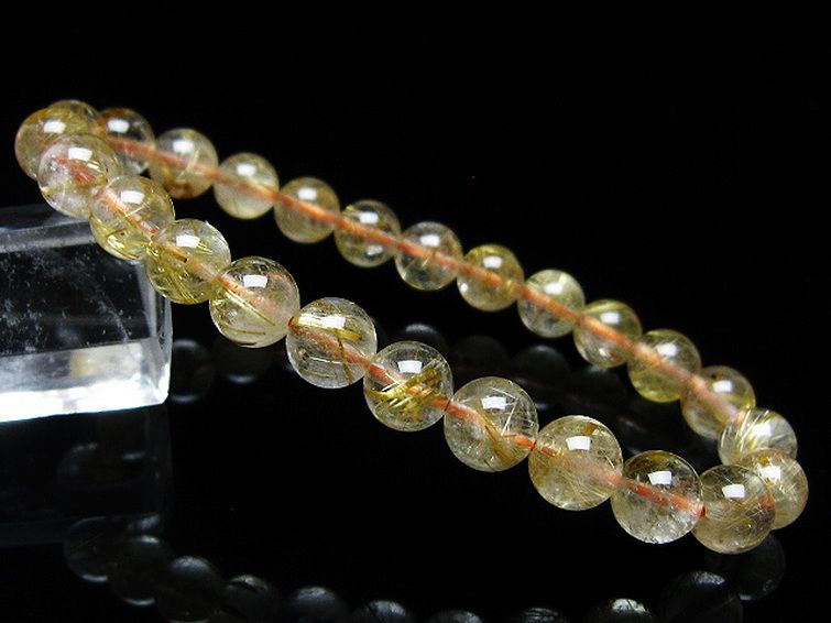 ゴールドタイチンルチル ブレスレット 7mm [t116-12475] 1枚目