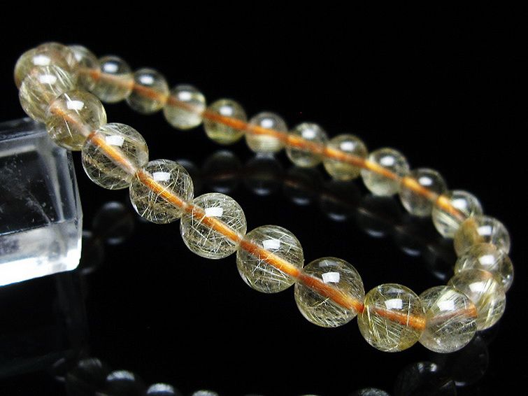 ゴールドタイチンルチル ブレスレット 7mm [t116-12549] 1枚目