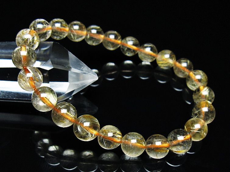 ゴールドタイチンルチル ブレスレット 8mm [t116-12593] 1枚目