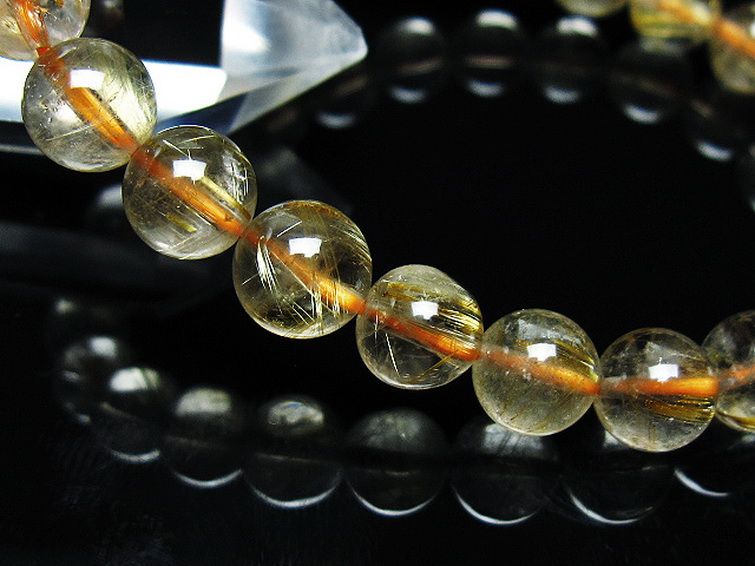 ゴールドタイチンルチル ブレスレット 8mm [t116-12593]