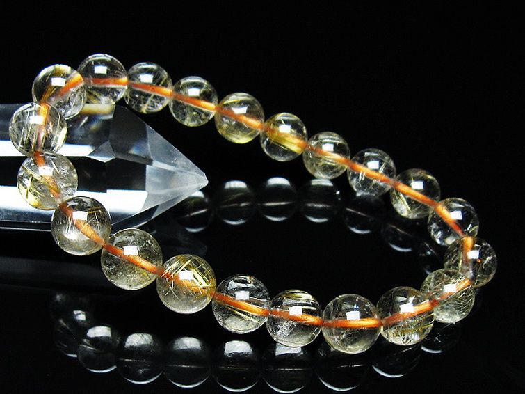 ゴールドタイチンルチル ブレスレット 9mm [t116-12596] 1枚目