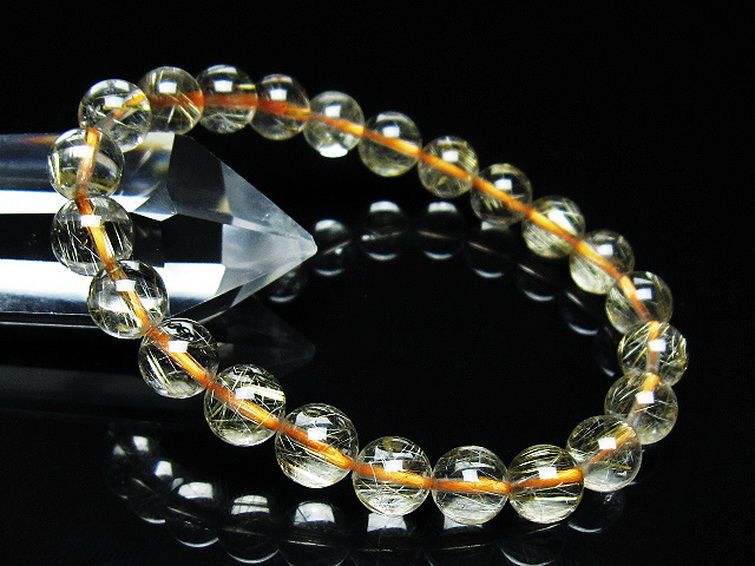 ゴールドタイチンルチル ブレスレット 8mm [t116-12644] 1枚目