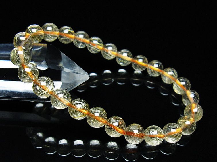 ゴールドタイチンルチル ブレスレット 7mm [t116-12730] 1枚目