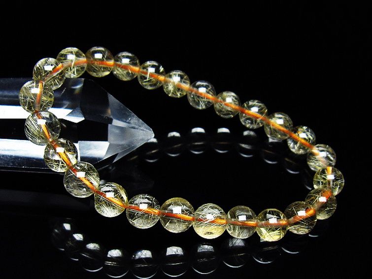 ゴールドタイチンルチル ブレスレット 7mm [t116-12731] 1枚目