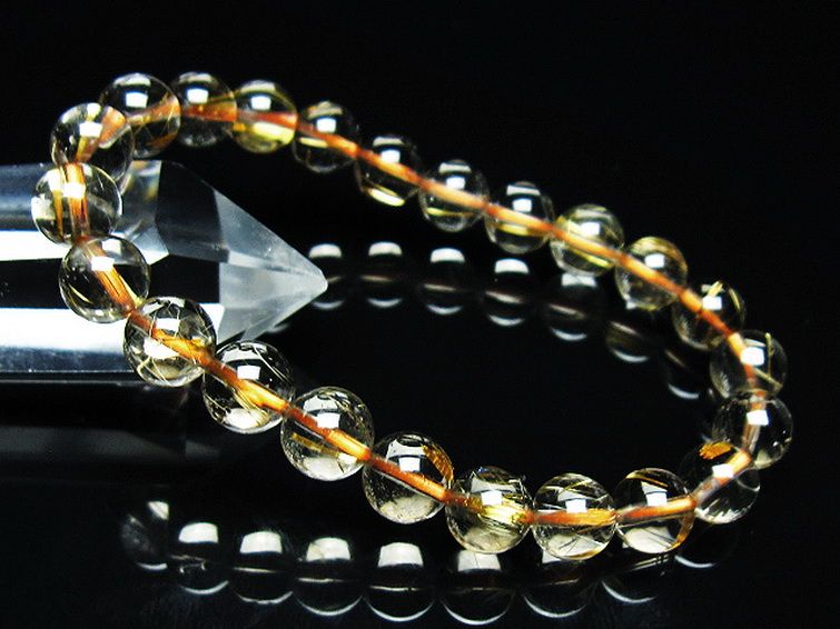 ゴールドタイチンルチル ブレスレット 8mm [t116-12736] 1枚目