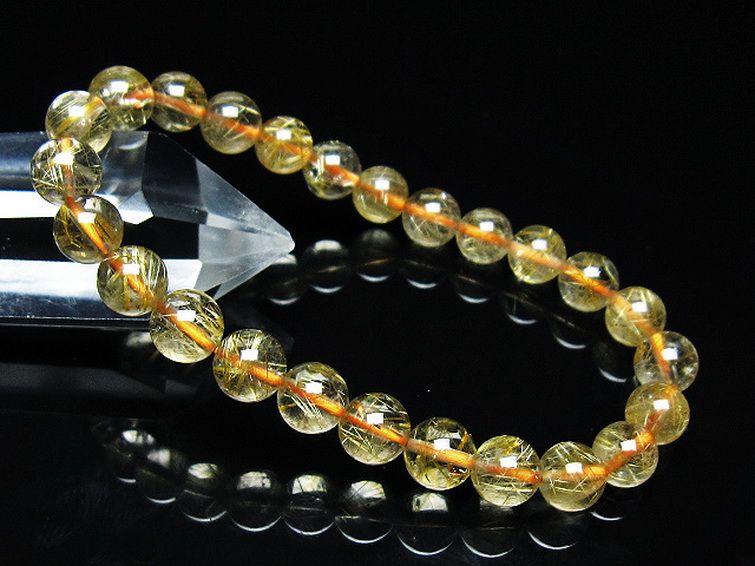 ゴールドタイチンルチル ブレスレット 7mm [t116-12737] 1枚目