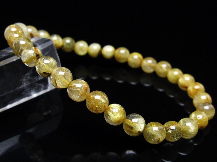 ゴールドタイチンルチル ブレスレット 6mm [t116-12774] 1枚目