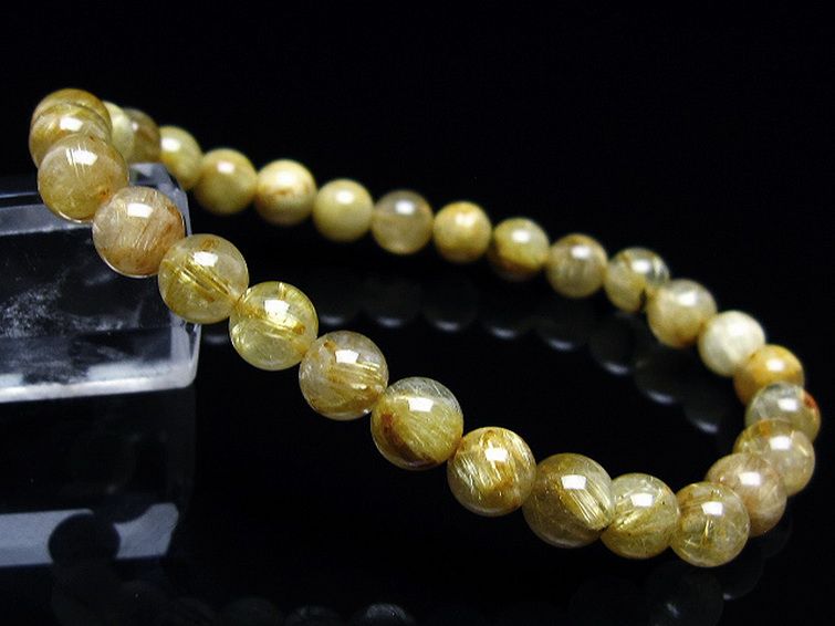 ゴールドタイチンルチル ブレスレット 7mm [T116-12780] 1枚目