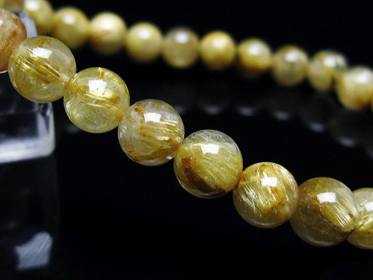 ゴールドタイチンルチル ブレスレット 7mm [T116-12780] 3枚目