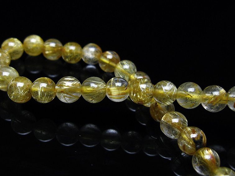 ルチルクォーツ ブレスレット ゴールドタイチンルチル 5mm t116-12790