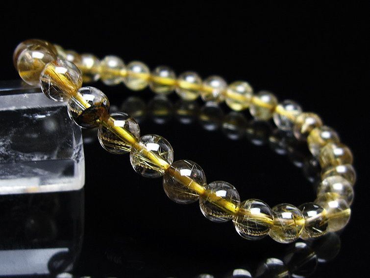 ゴールドタイチンルチル ブレスレット 6mm [t116-12807] 1枚目