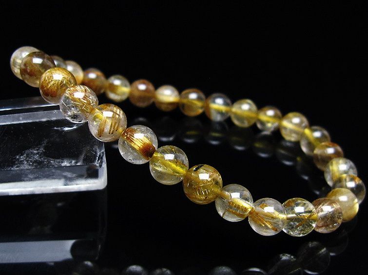 ゴールドタイチンルチル ブレスレット 7mm [T116-12811] 1枚目