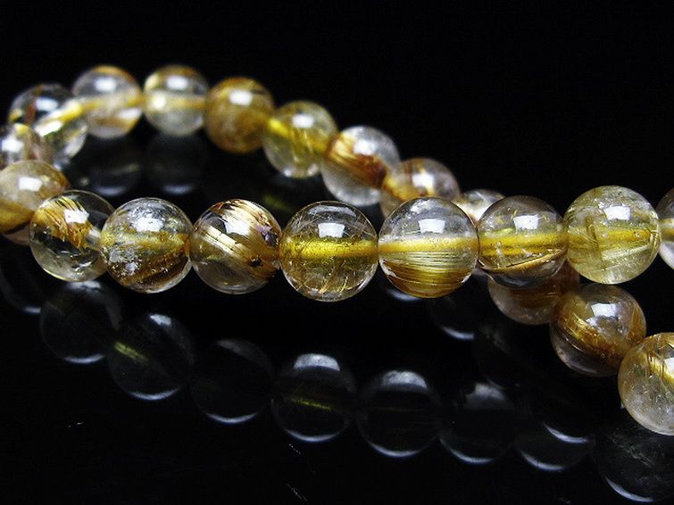 ゴールドタイチンルチル ブレスレット 7mm [T116-12811] 2枚目