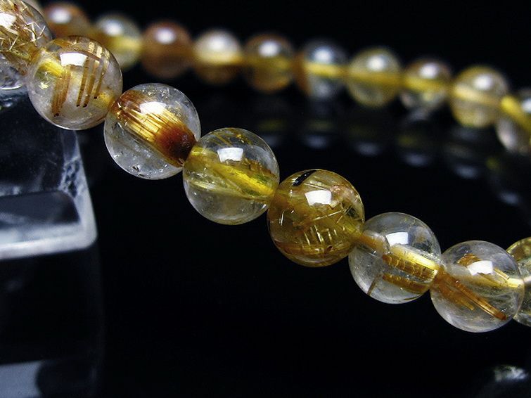 ゴールドタイチンルチル ブレスレット 7mm [T116-12811] 3枚目