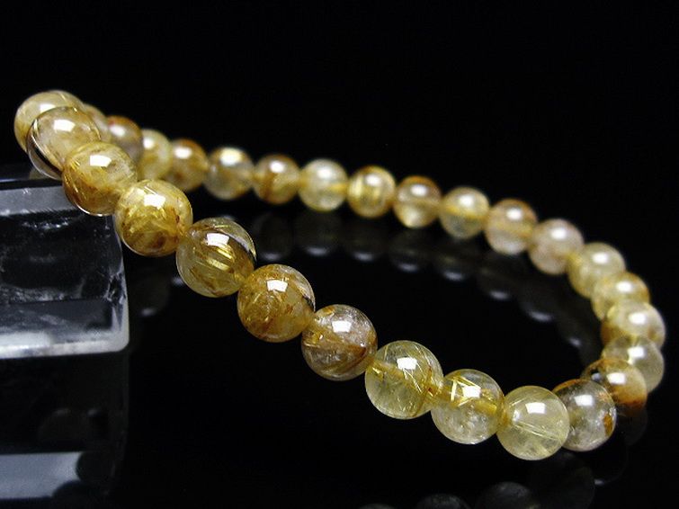 ゴールドタイチンルチル ブレスレット 7mm [T116-12812] 1枚目