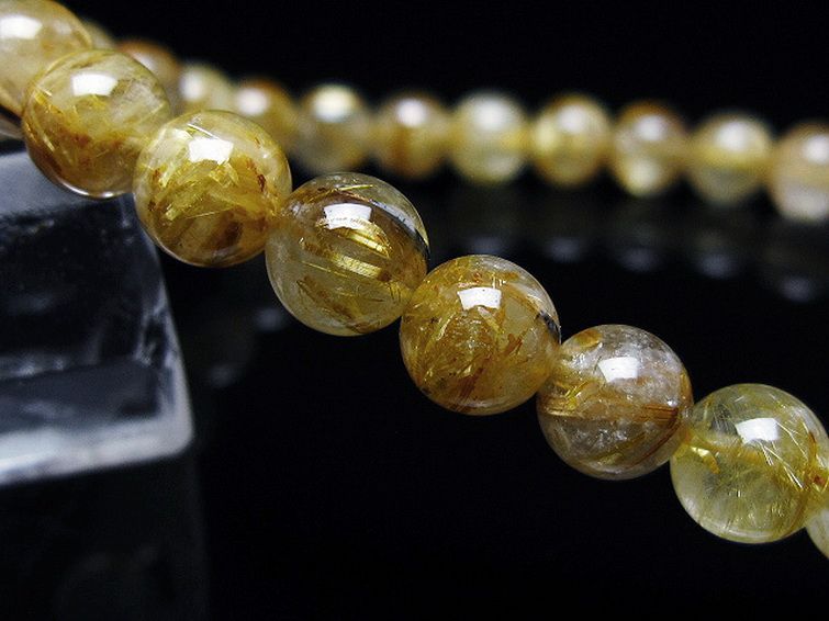 ゴールドタイチンルチル ブレスレット 7mm [T116-12812] 3枚目