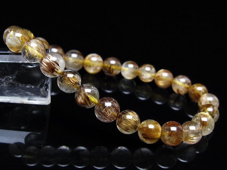 ゴールドタイチンルチル ブレスレット 7mm [t116-12821] 1枚目