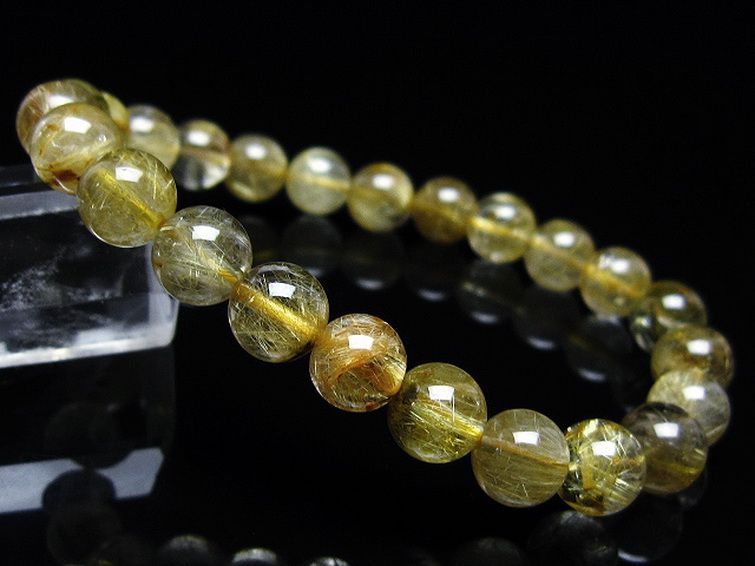 ゴールドタイチンルチル ブレスレット 8mm [t116-12846] 1枚目