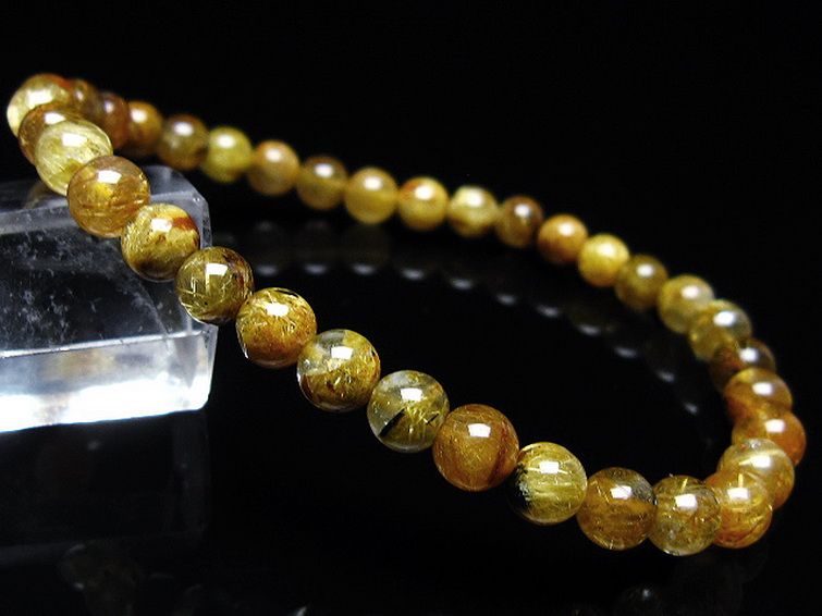 ゴールドタイチンルチル ブレスレット 6mm [T116-12865] 1枚目